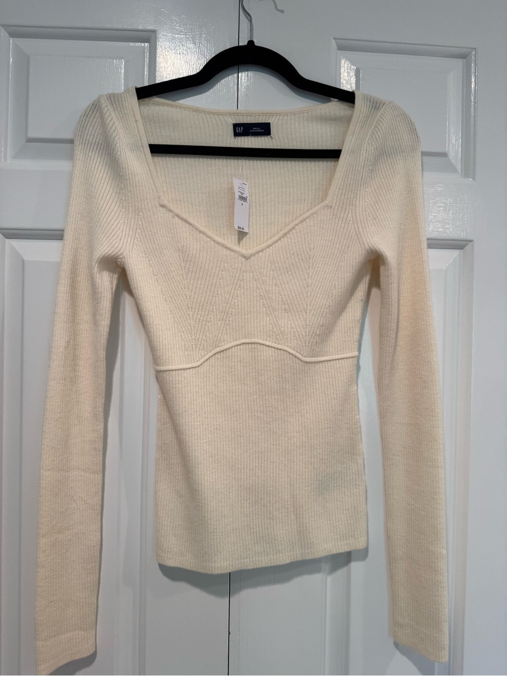 GAP Cream Ribbed V-Neck Sweater